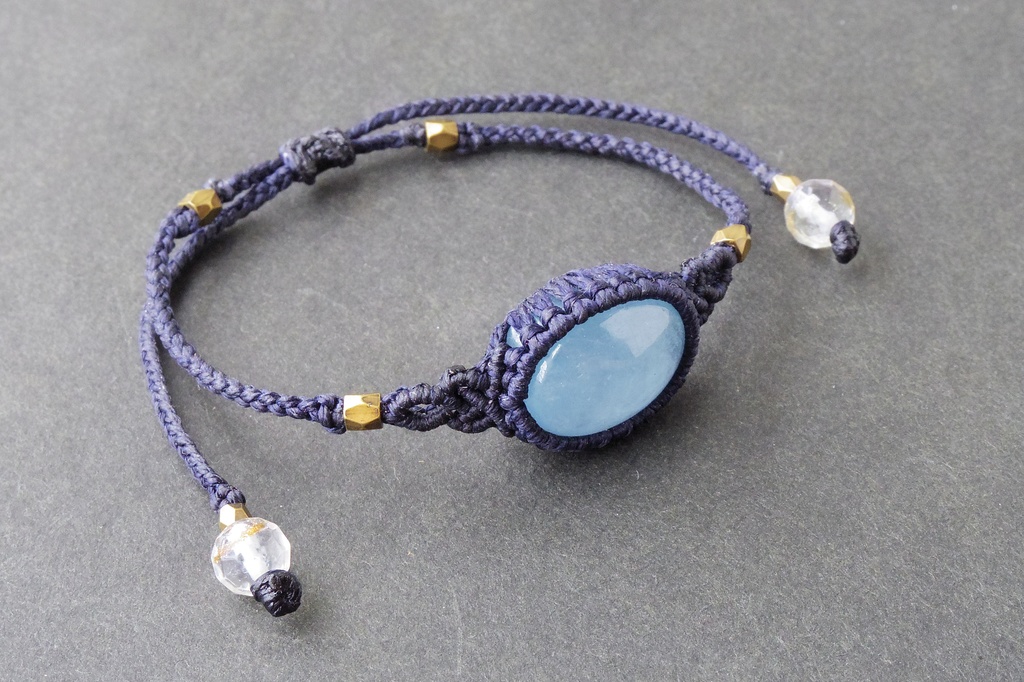 アクアマリンのシンプルマクラメブレスレット 「Ugarit」★再販★