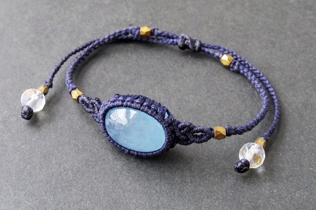 アクアマリンのシンプルマクラメブレスレット 「Ugarit」★再販★