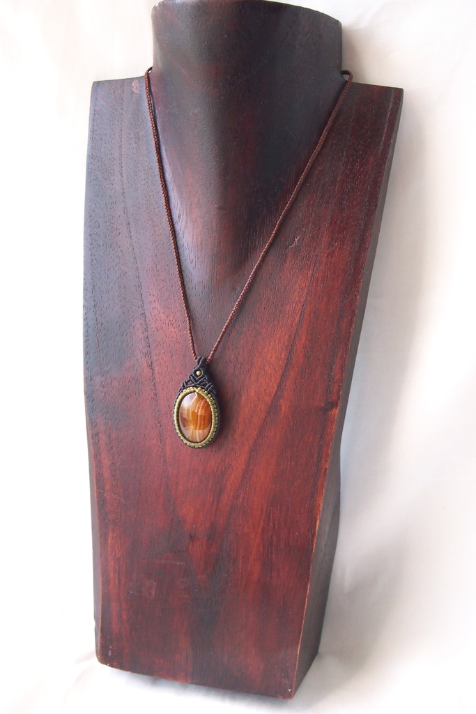 ブラウンアゲートとファントムシトリンのマクラメネックレス 「Dryas」