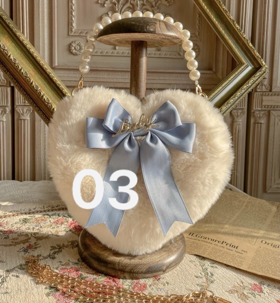 ロリータ リボン付きハートレディース バッグ