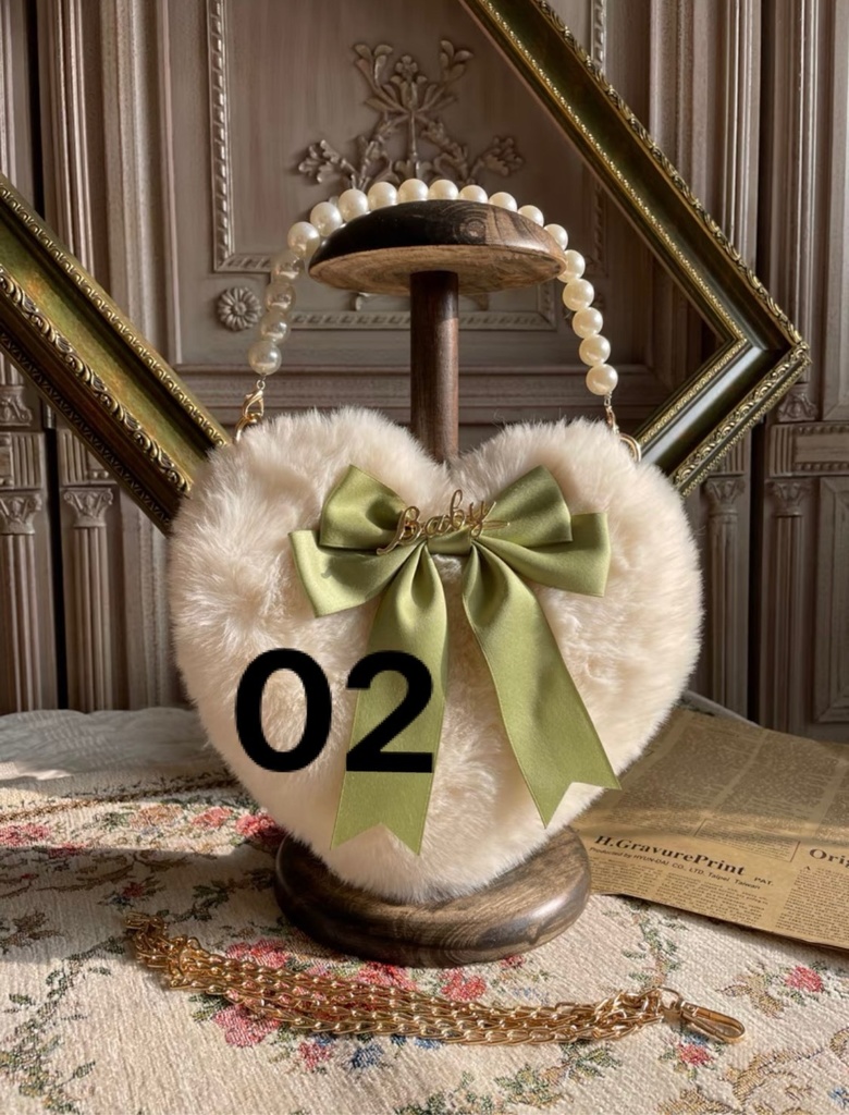 ロリータ リボン付きハートレディース バッグ