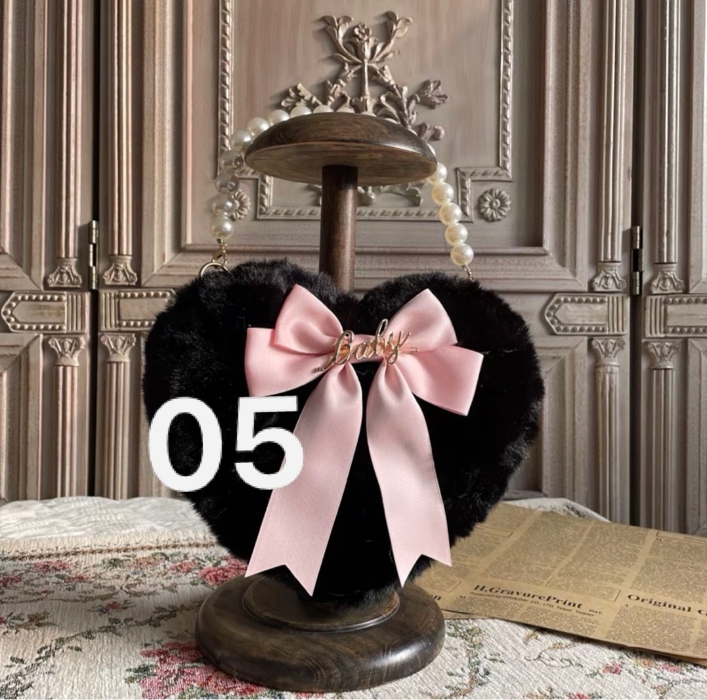 ロリータ リボン付きハートレディース バッグ