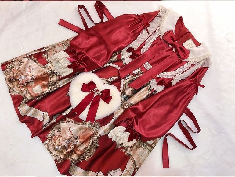 ロリータ リボン付きハートレディース バッグ