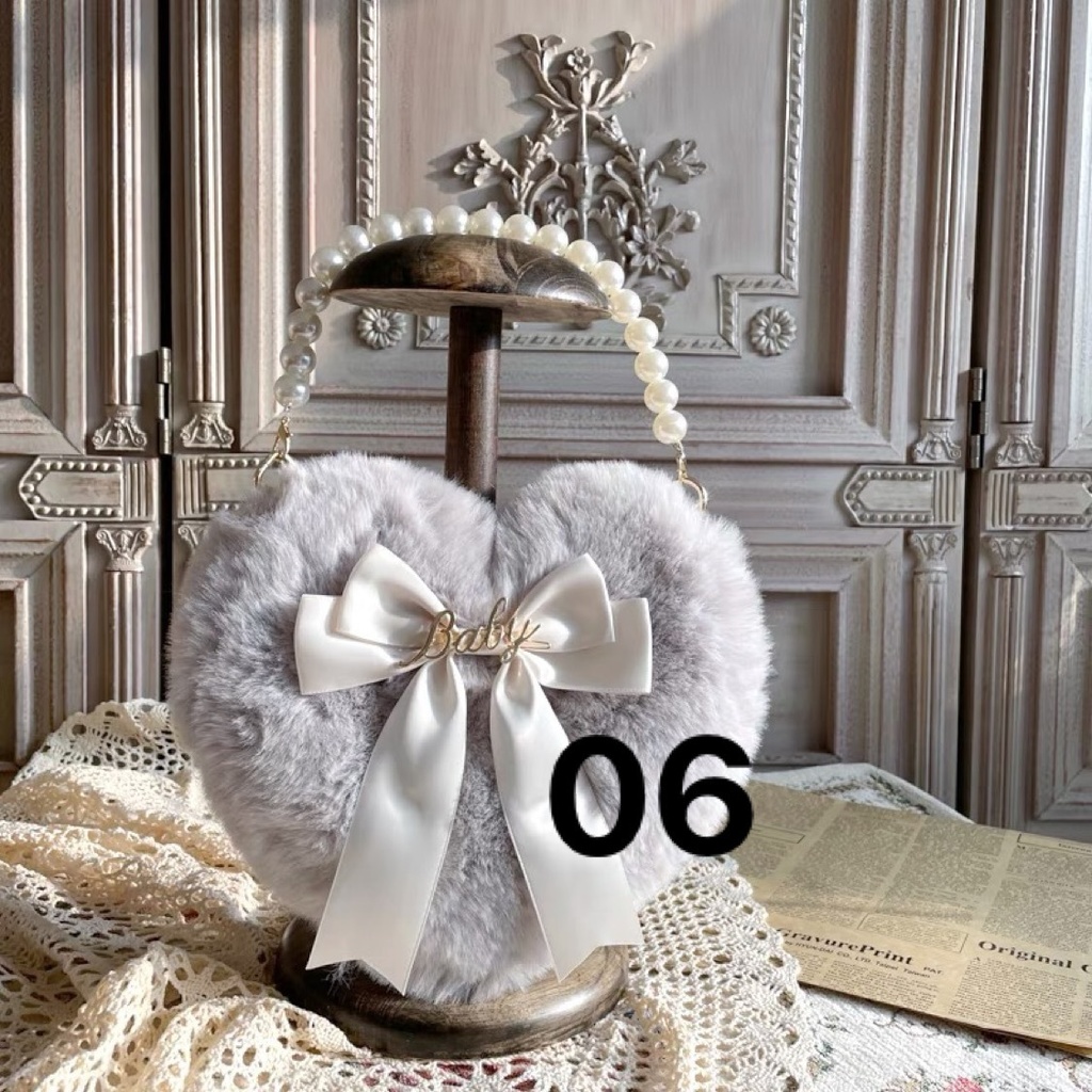 ロリータ リボン付きハートレディース バッグ