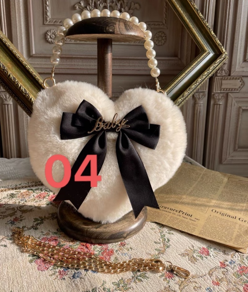 ロリータ リボン付きハートレディース バッグ