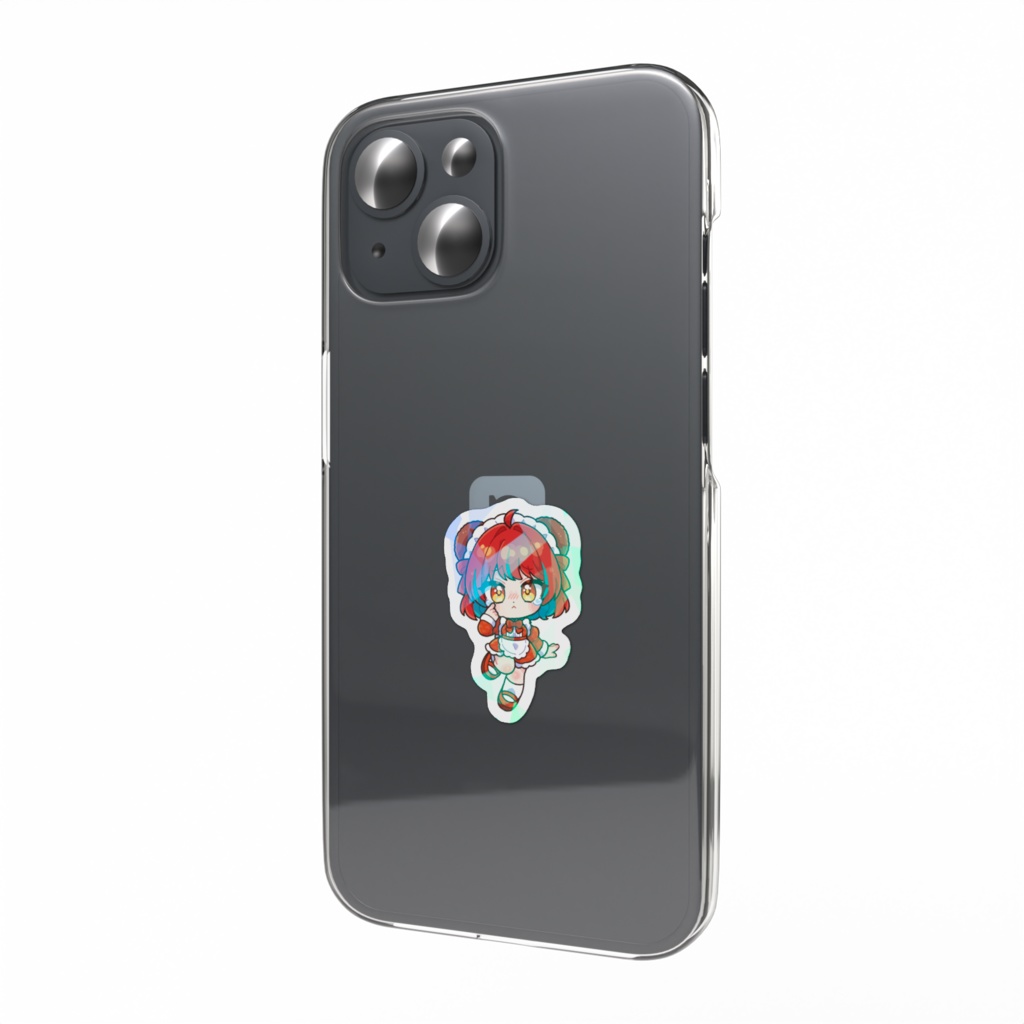【くま耳メイド】ちびスマホステッカー(ホログラム)