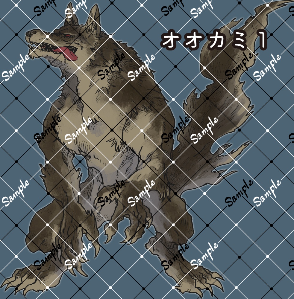 【無料】敵対オオカミ人狼風立ち絵2種（イラスト素材）