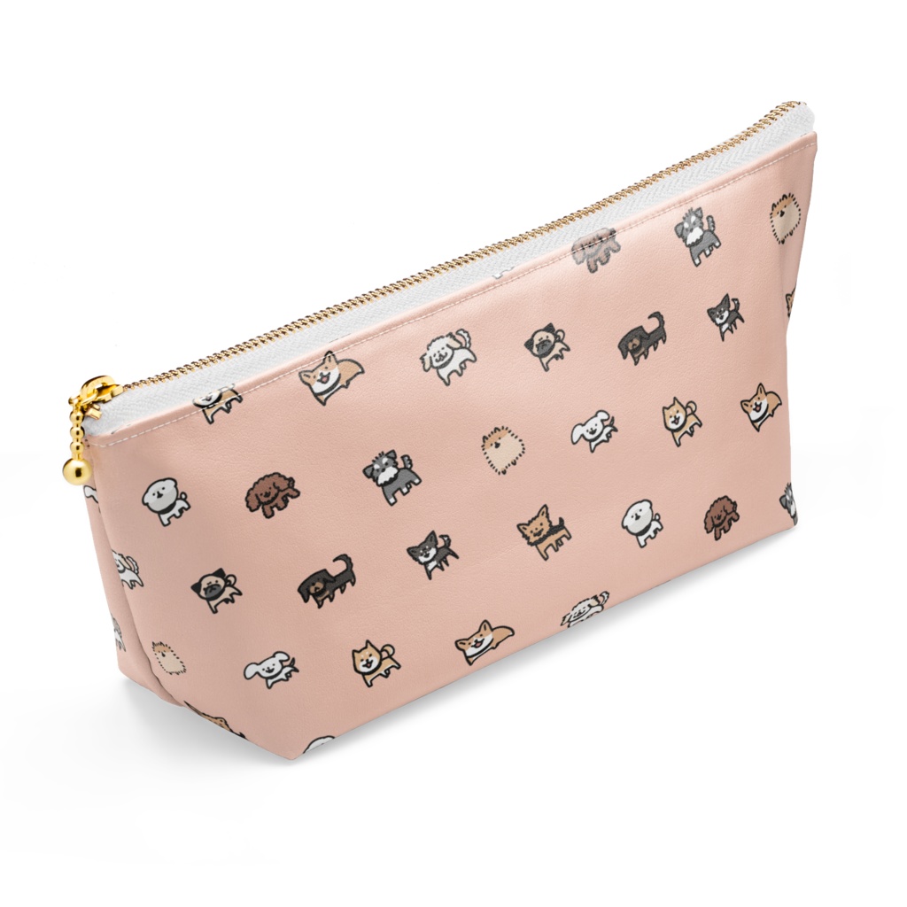 ポーチ(いぬとなかまたち)- ピンク