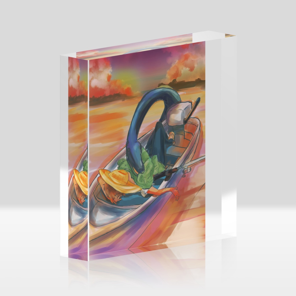 OCイラスト:釣り船 アクリルブロック