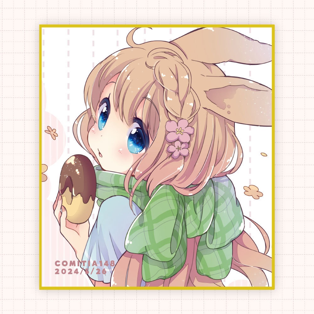 ミニ色紙┊うさみみマフラーちゃん