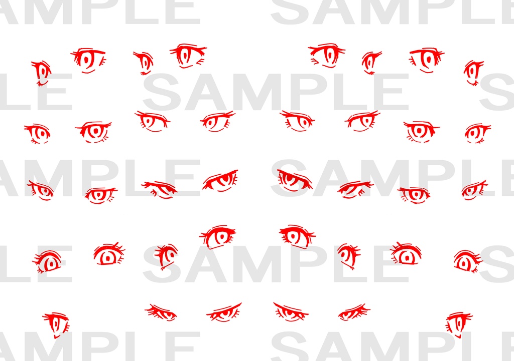 商用利用OK,改変可。トレス用時短パーツ素材 女性キャラ 目 漫画素材 イラスト素材