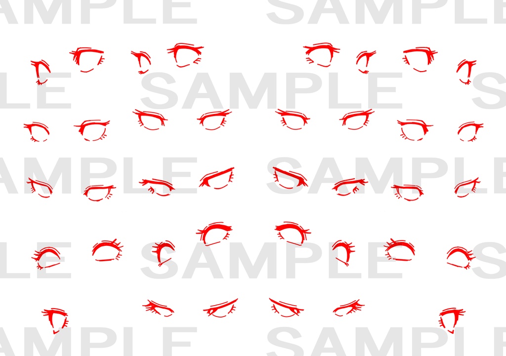 商用利用OK,改変可。トレス用時短パーツ素材 女性キャラ 目 漫画素材 イラスト素材