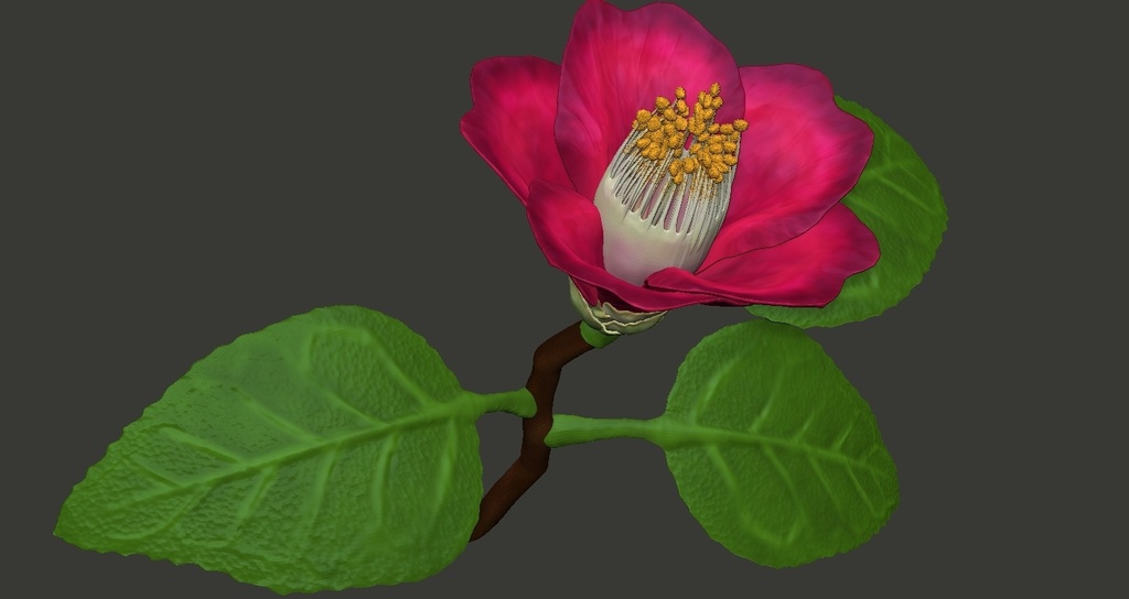 ツバキ（花）のZBrushプロジェクトとOBJファイル