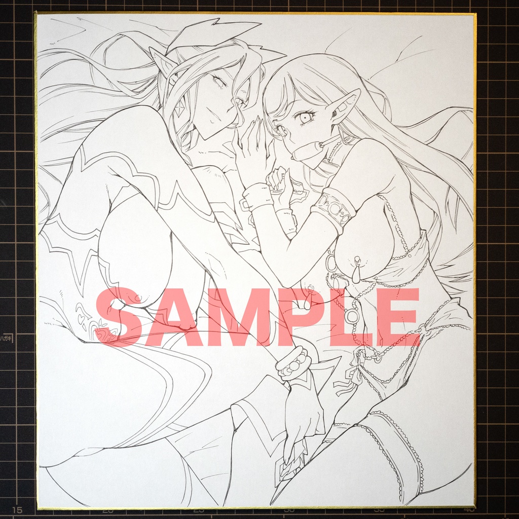 色紙コミッション(2キャラ/モノクロ)