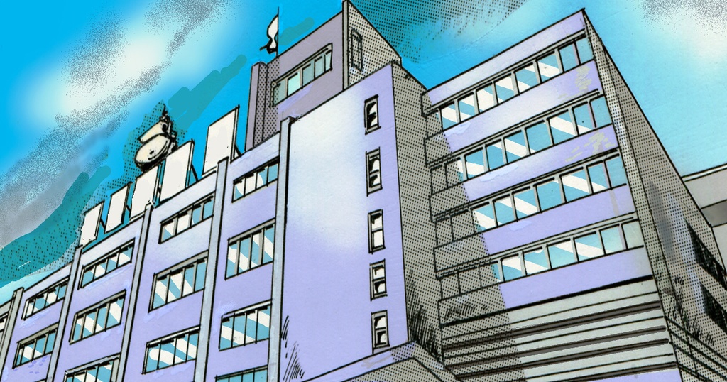 漫画背景素材　カラー　会社　建物