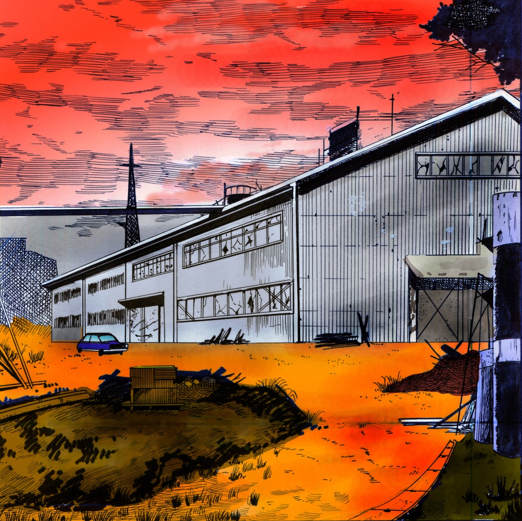 漫画背景素材カラー　廃工場
