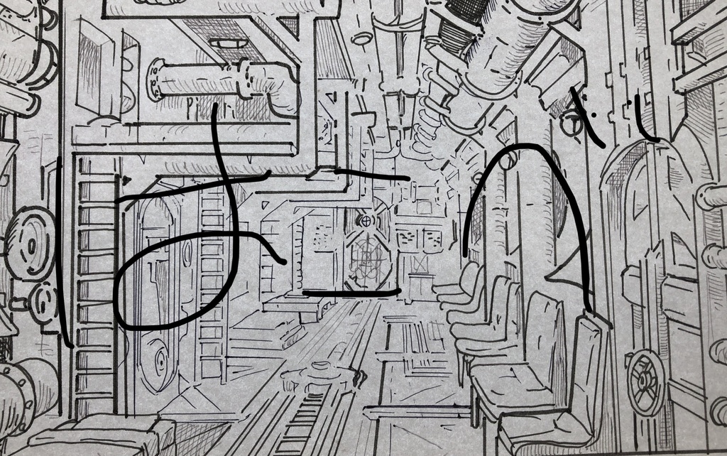 漫画背景　宇宙船内