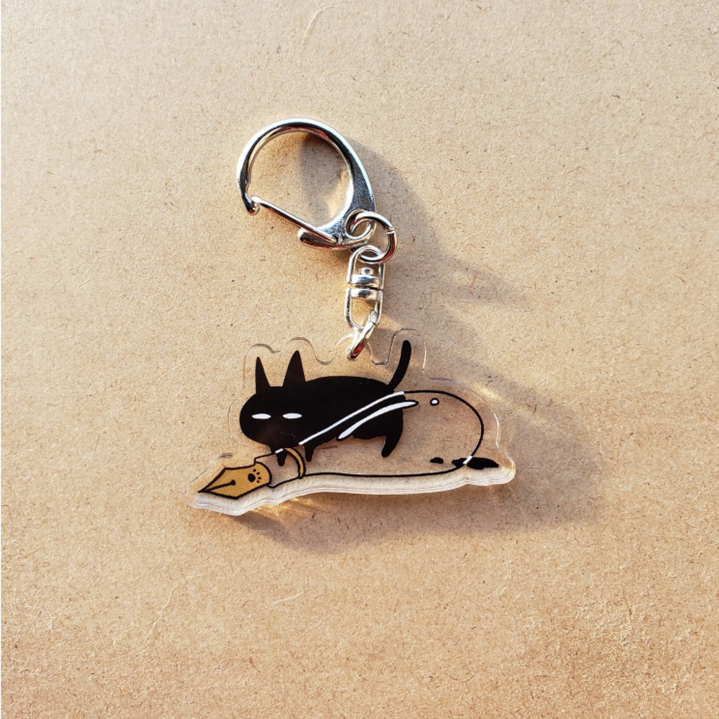 「インク猫」アクリルキーホルダー【じっ・・・】