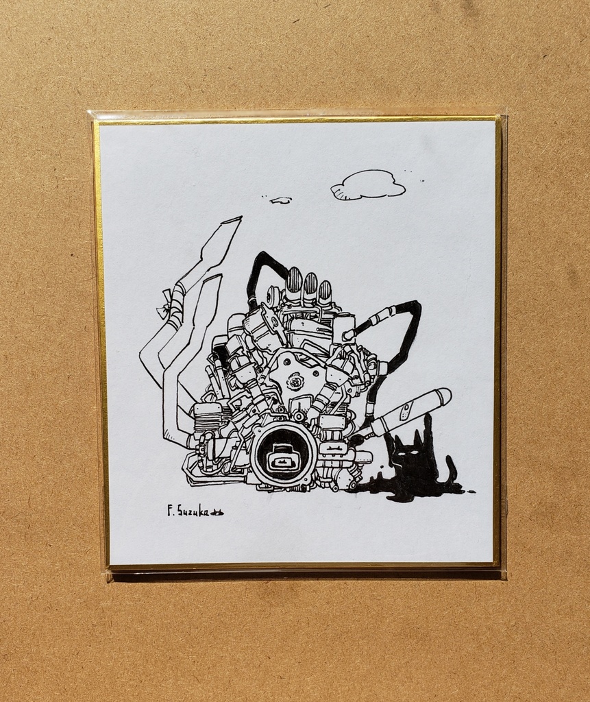 色紙小サイズ原画【インク猫とお絵描き】