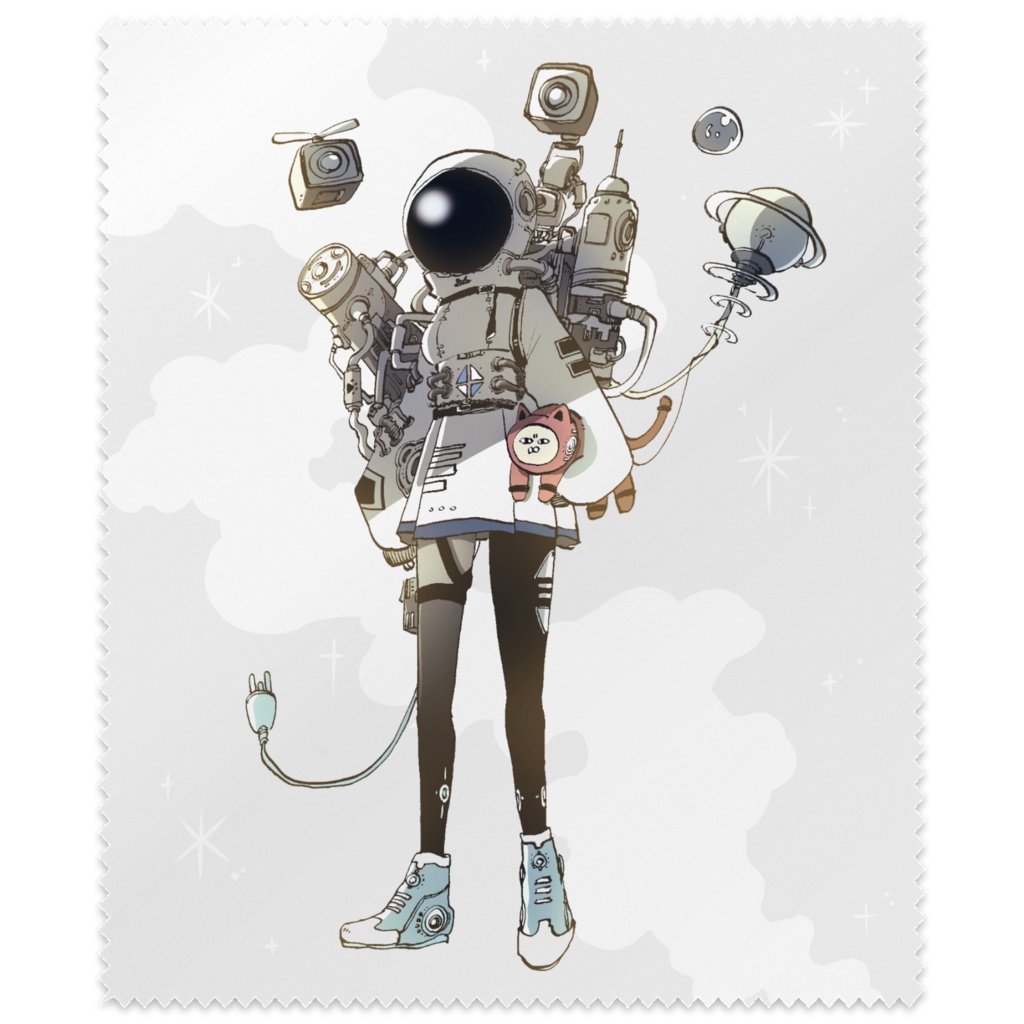 「宇宙に行きたい人と強制連行される猫」マイクロファイバークロス