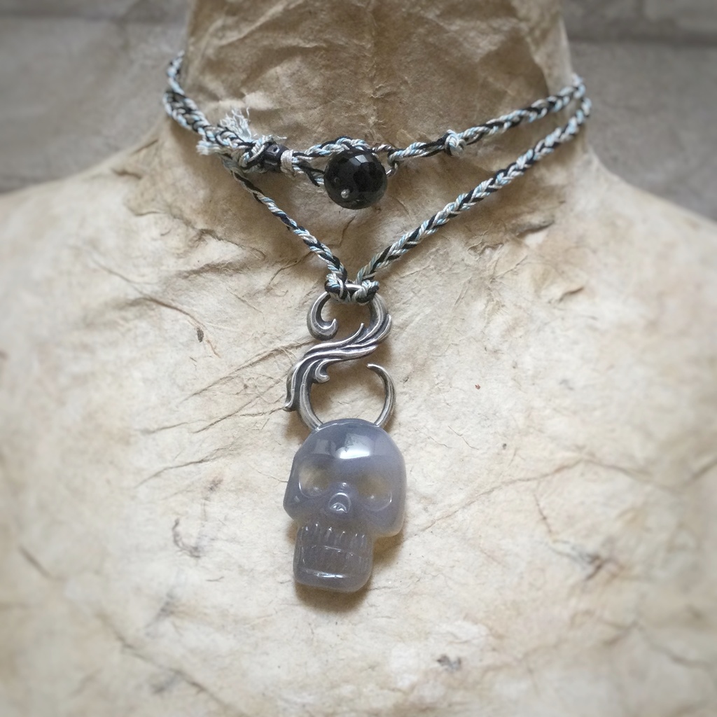 SilverのS字フック ドクロストーン アゲート