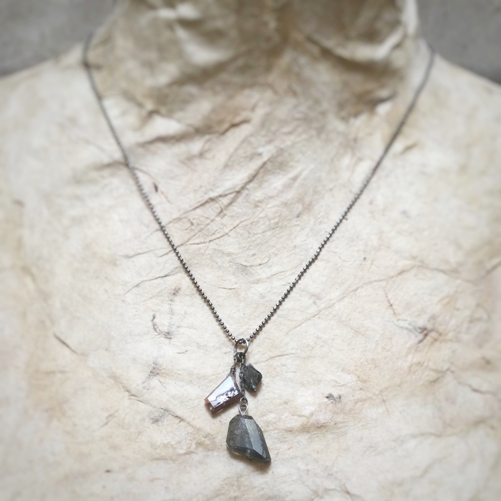 SilverのS字フック ペンダントネックレス トルマリンクオーツ