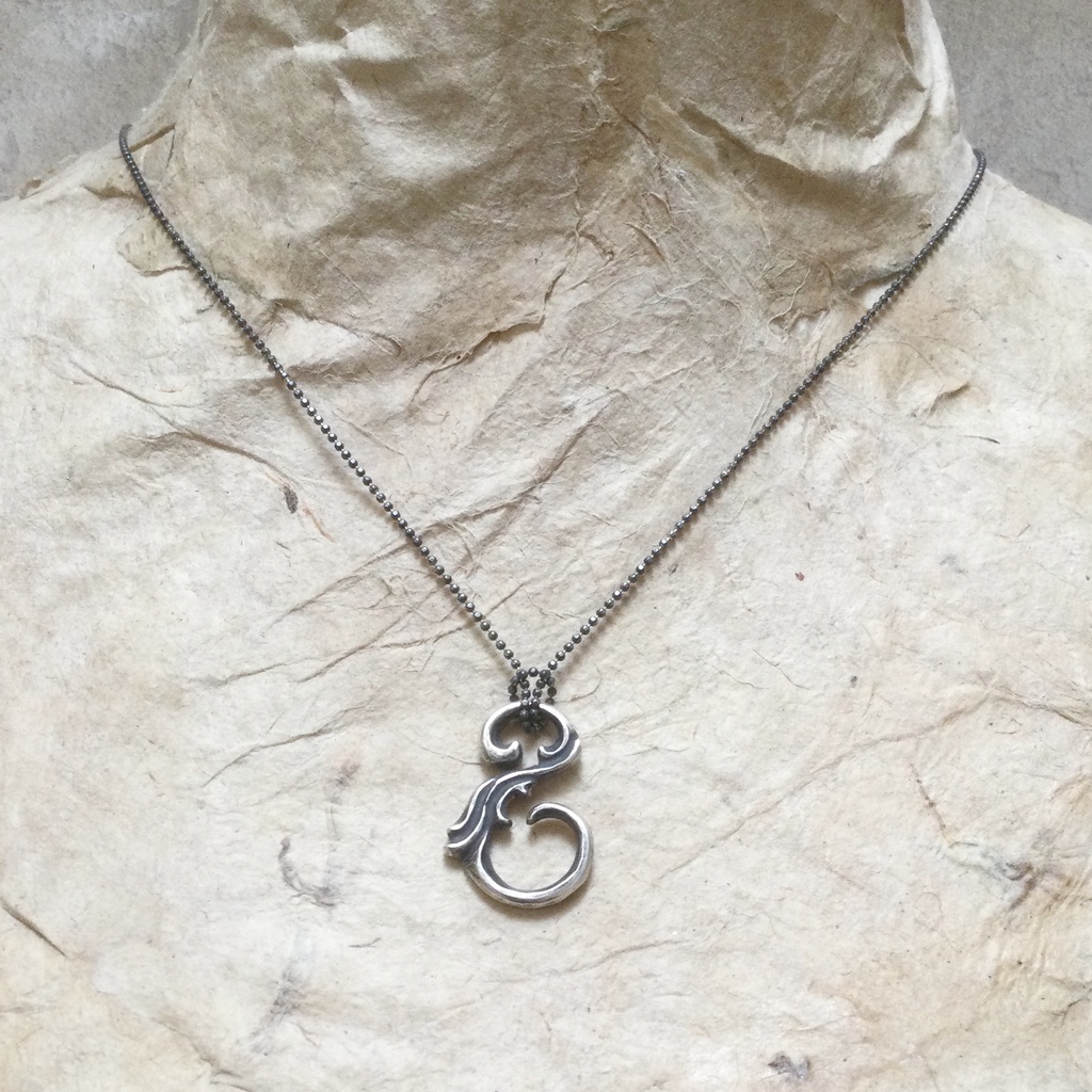 SilverのS字フック ペンダントネックレス トルマリンクオーツ