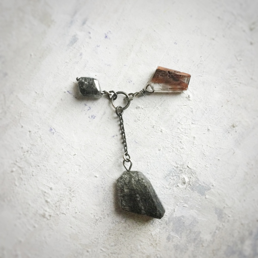 SilverのS字フック ペンダントネックレス トルマリンクオーツ