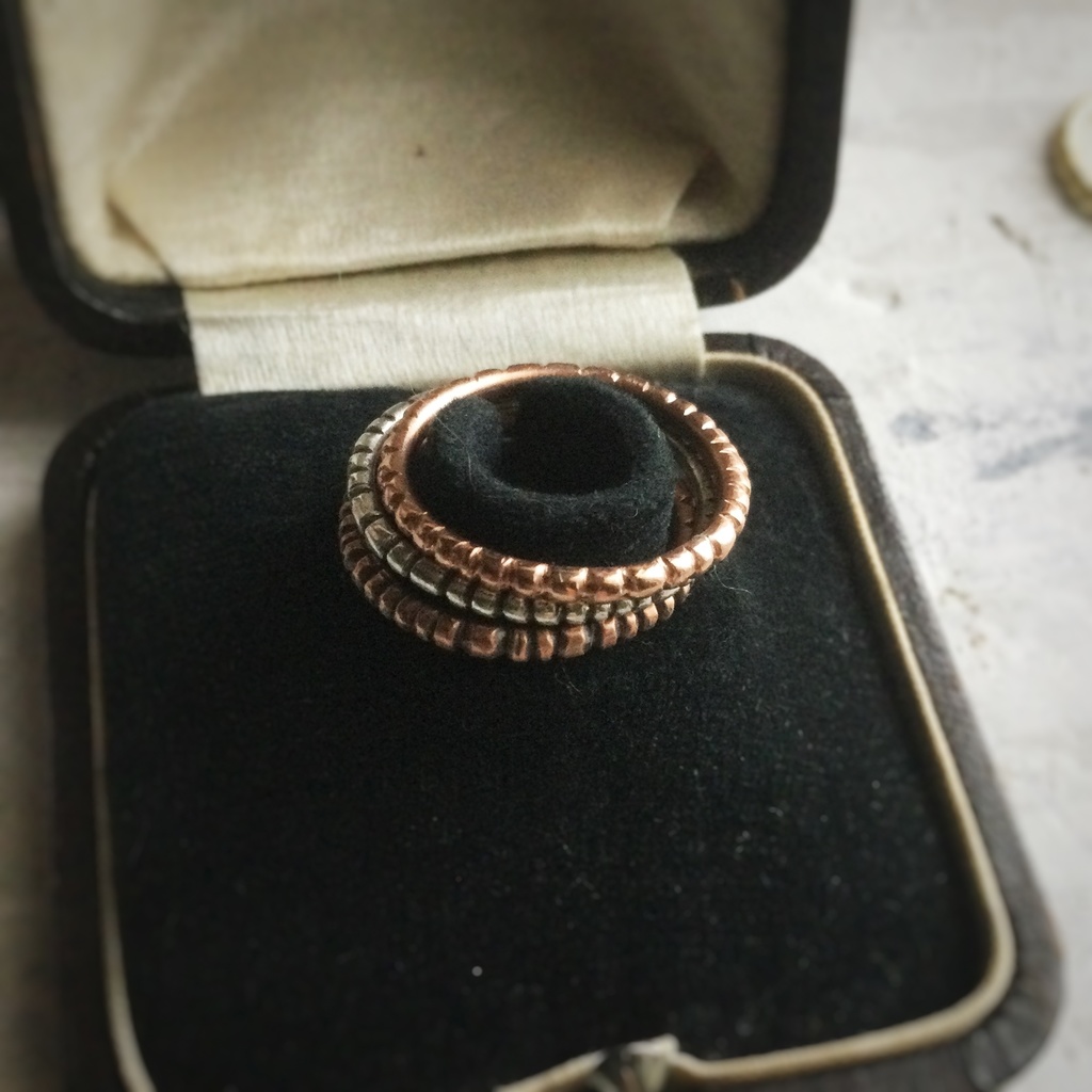 ツブ粒リング 3点セット 銀 真鍮 銅