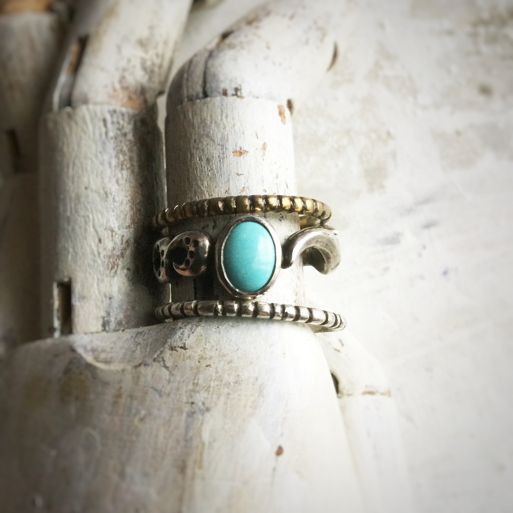 ツブ粒リング 3点セット 銀 真鍮 銅