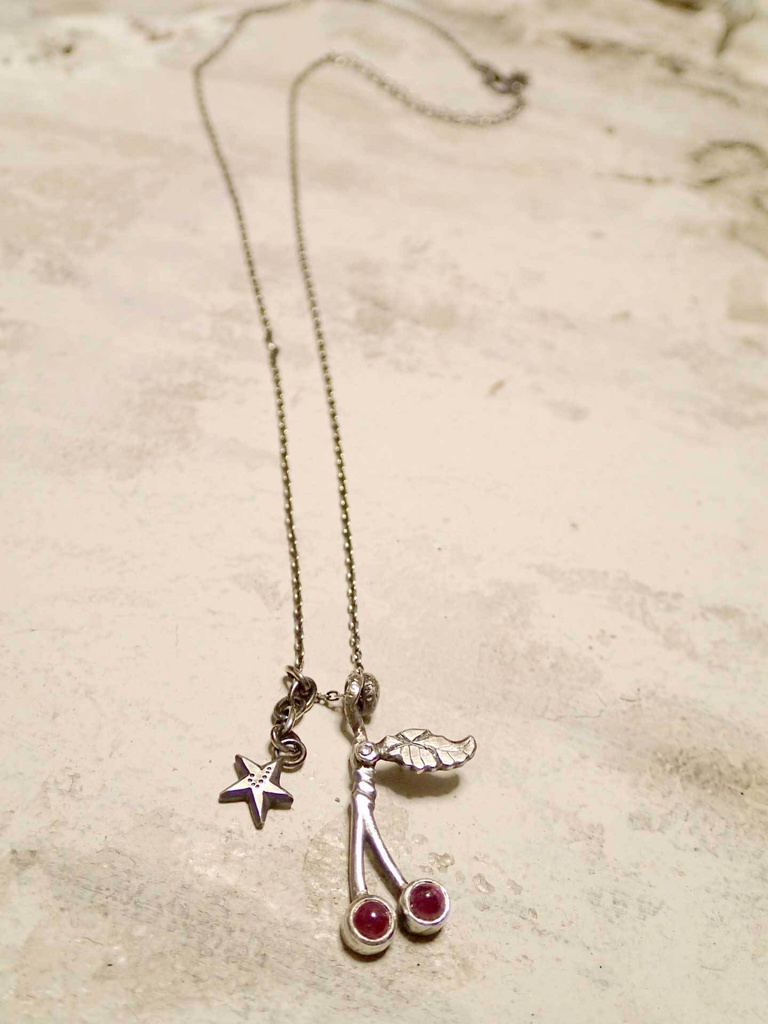 ルビーのチェリー&☆ ネックレス