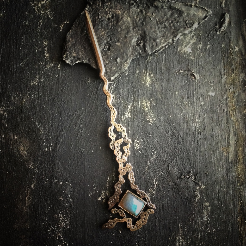 うごめきペンダント 長方形ラブラドライト