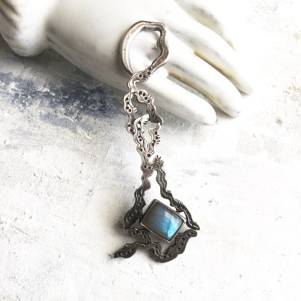 うごめきペンダント 長方形ラブラドライト