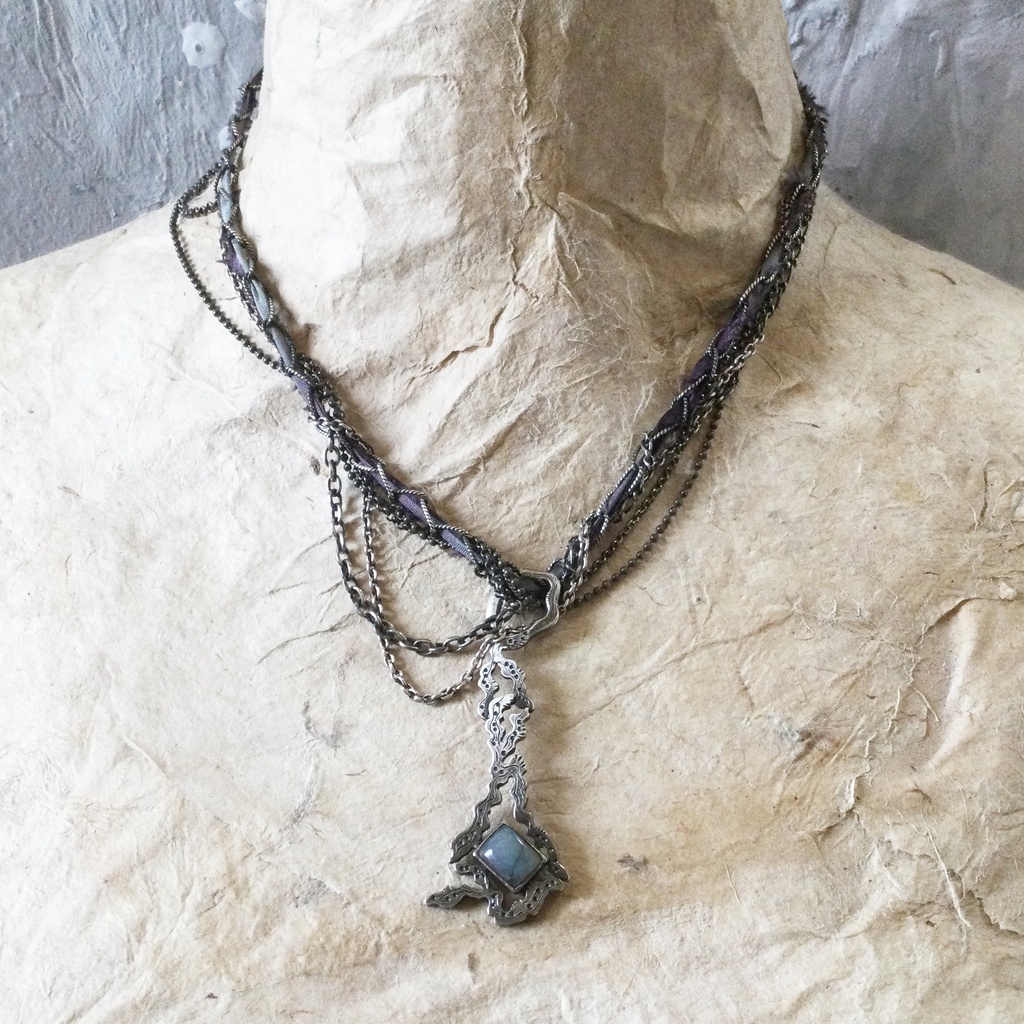 うごめきペンダント 長方形ラブラドライト