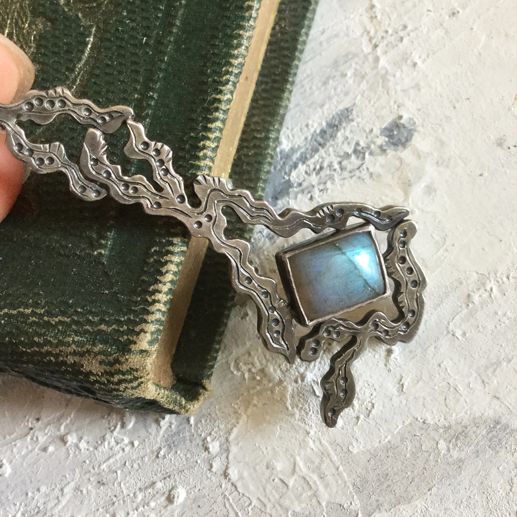 うごめきペンダント 長方形ラブラドライト