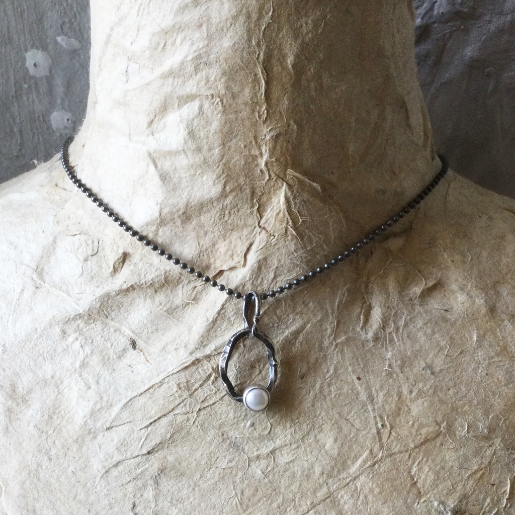 ラフツイストペンダントネックレス 淡水パール