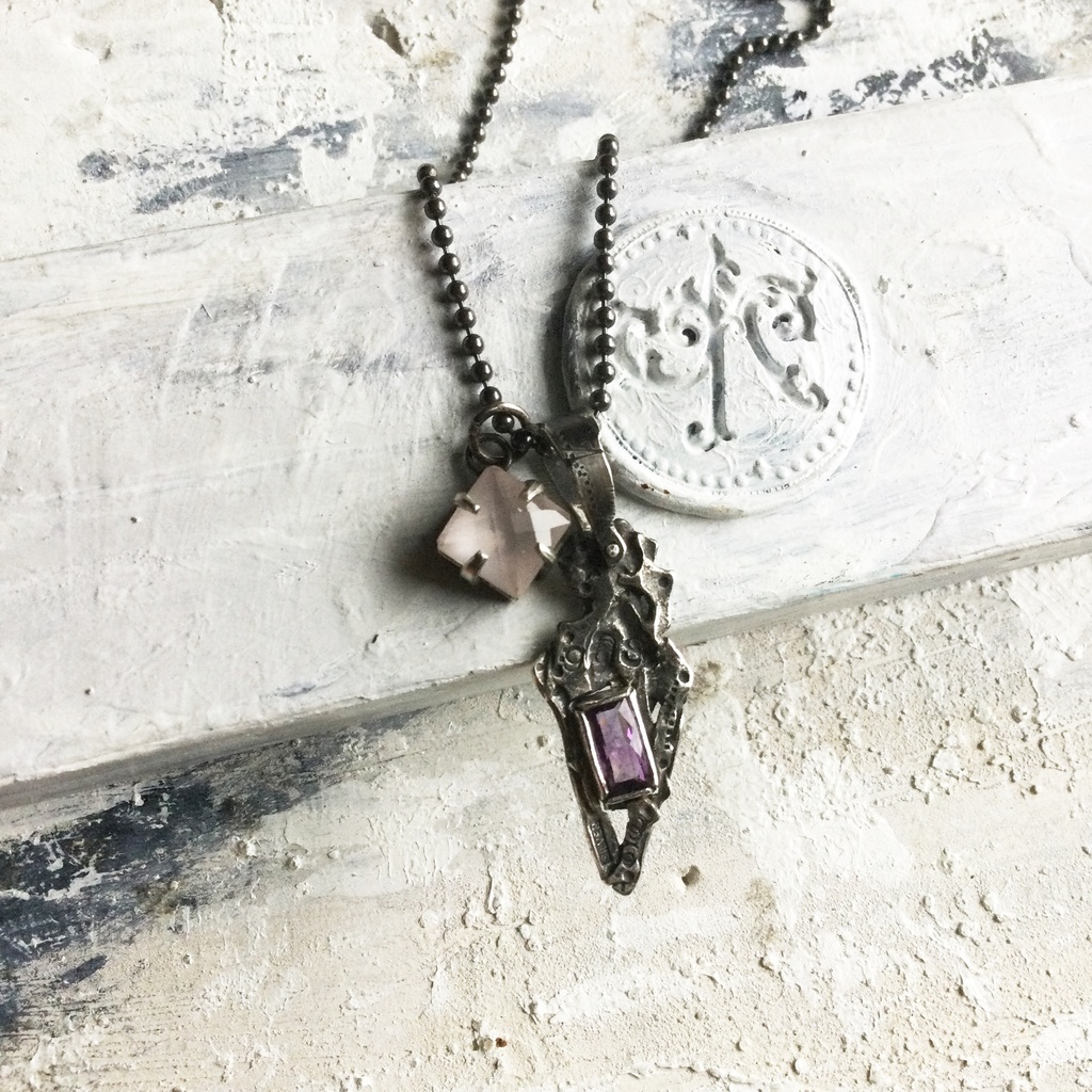 TTペンダント 長め三角 アメジスト