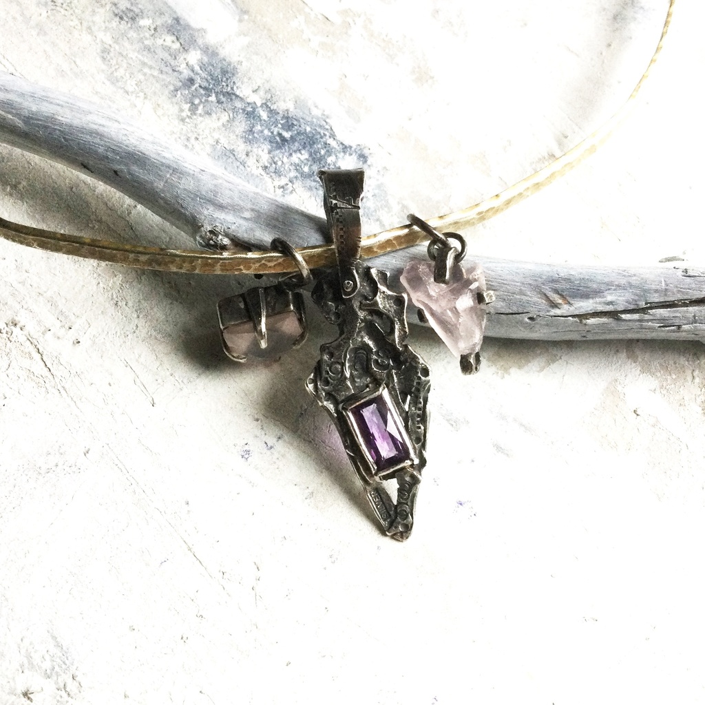 TTペンダント 長め三角 アメジスト