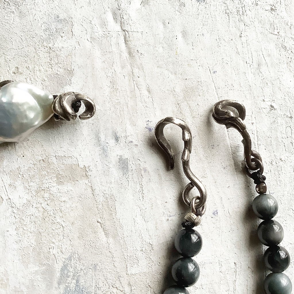 グリーンタイガーアイ ブレスレット バロックパール