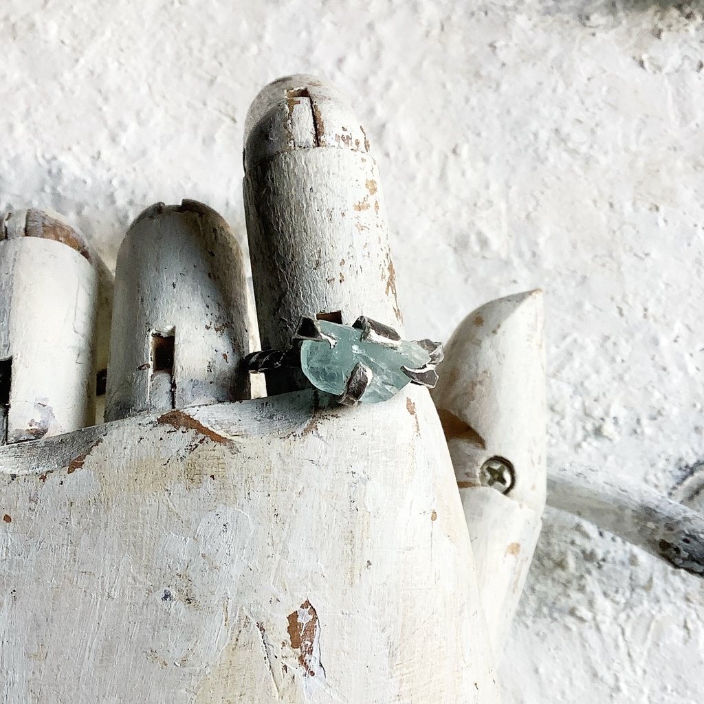 原石リング アクアマリン 15号