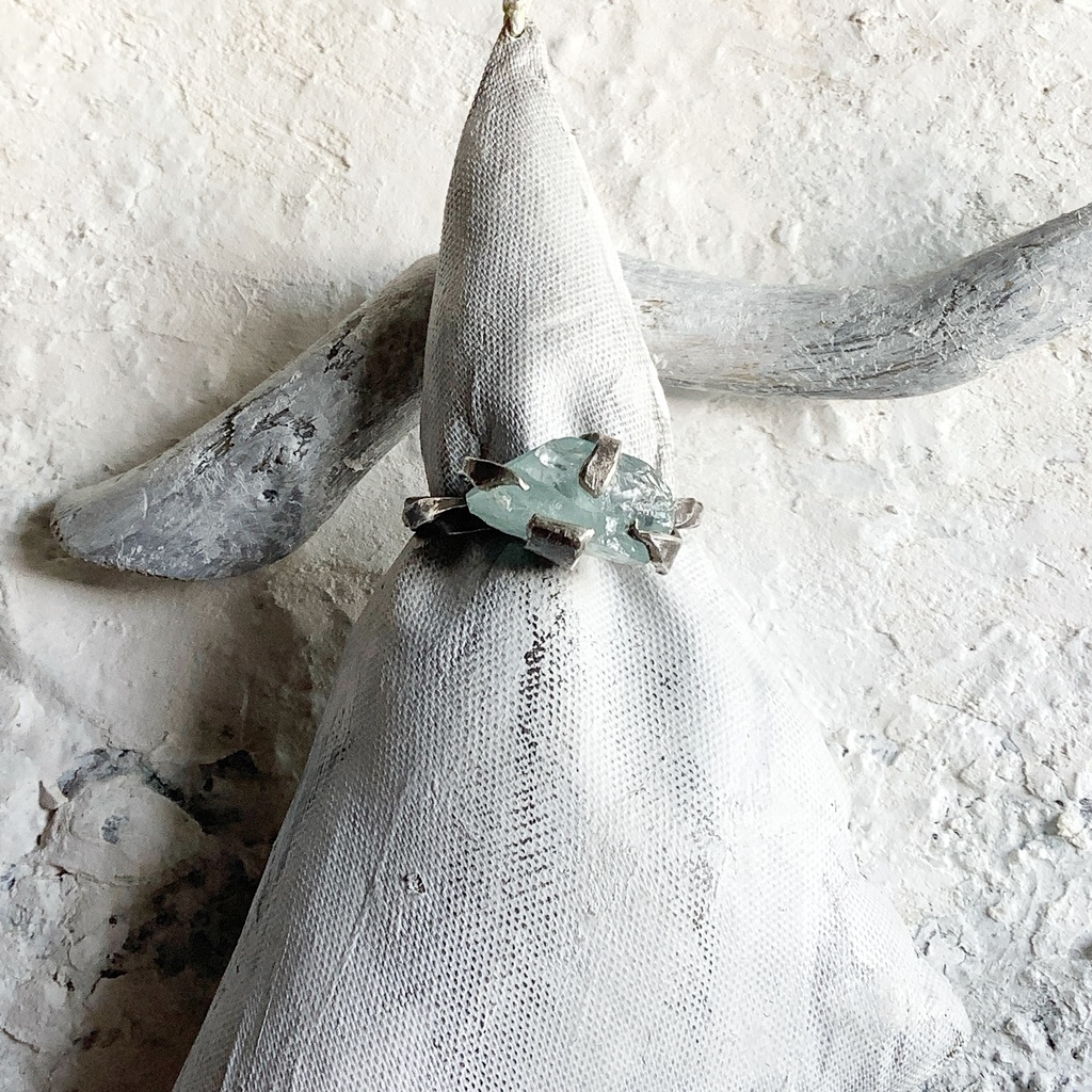 原石リング アクアマリン 15号