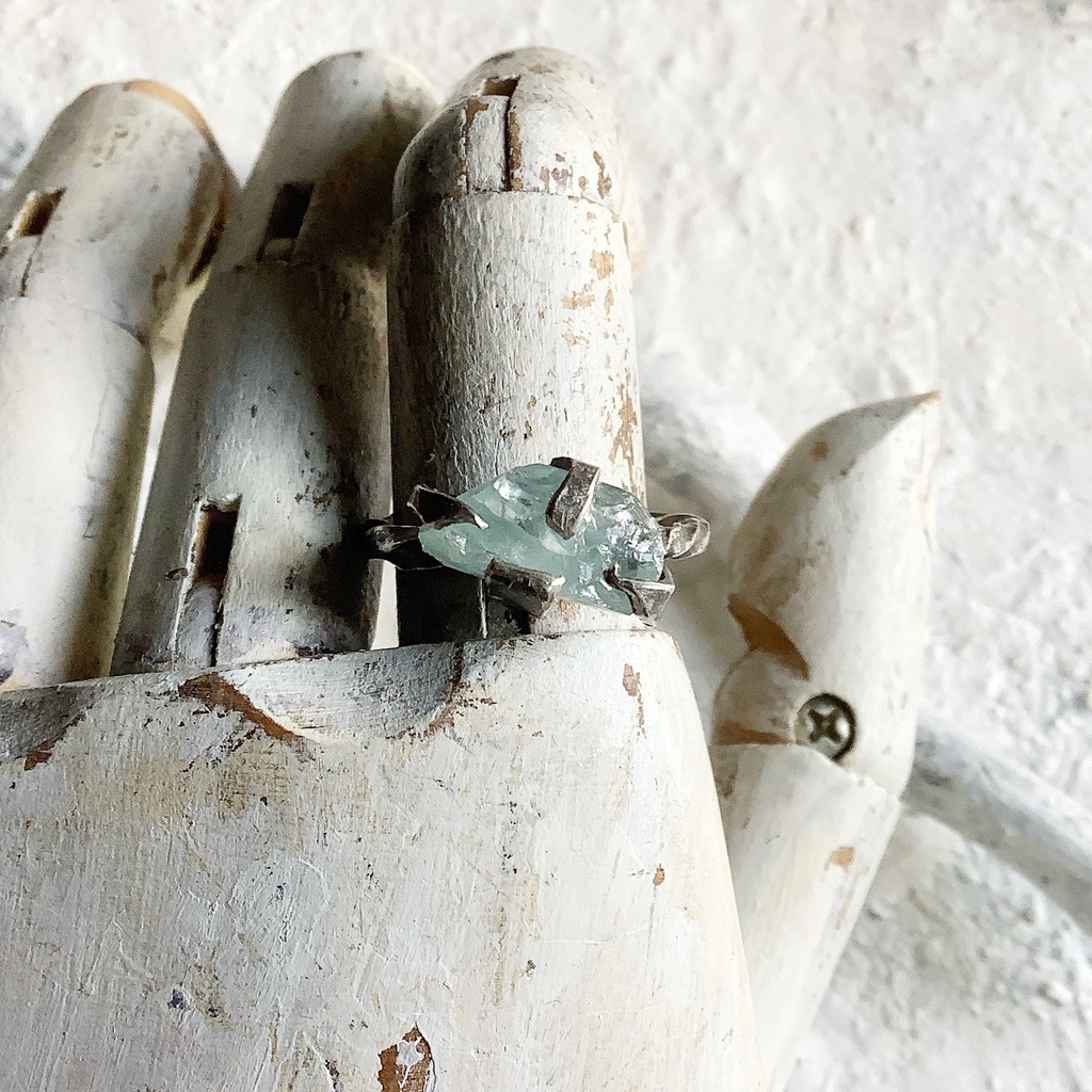 原石リング アクアマリン 15号