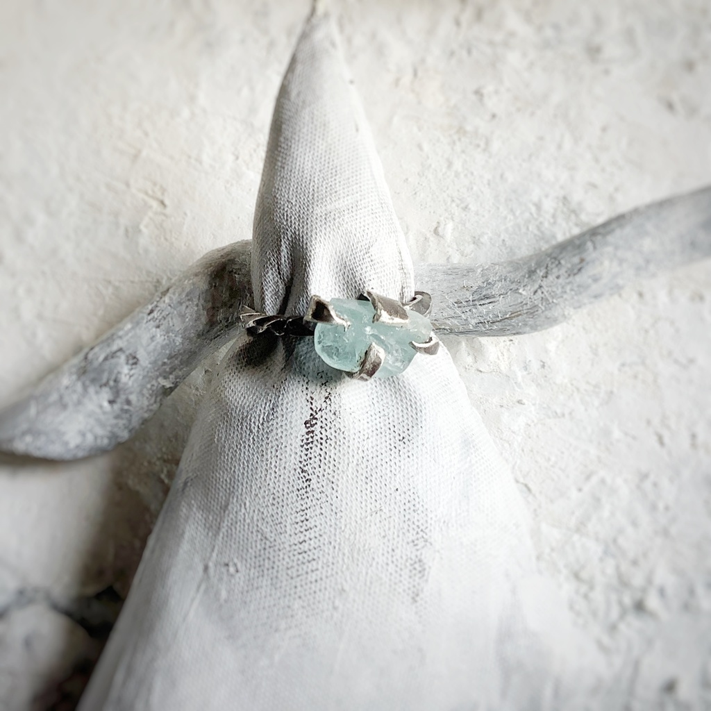 原石リング アクアマリン 15号