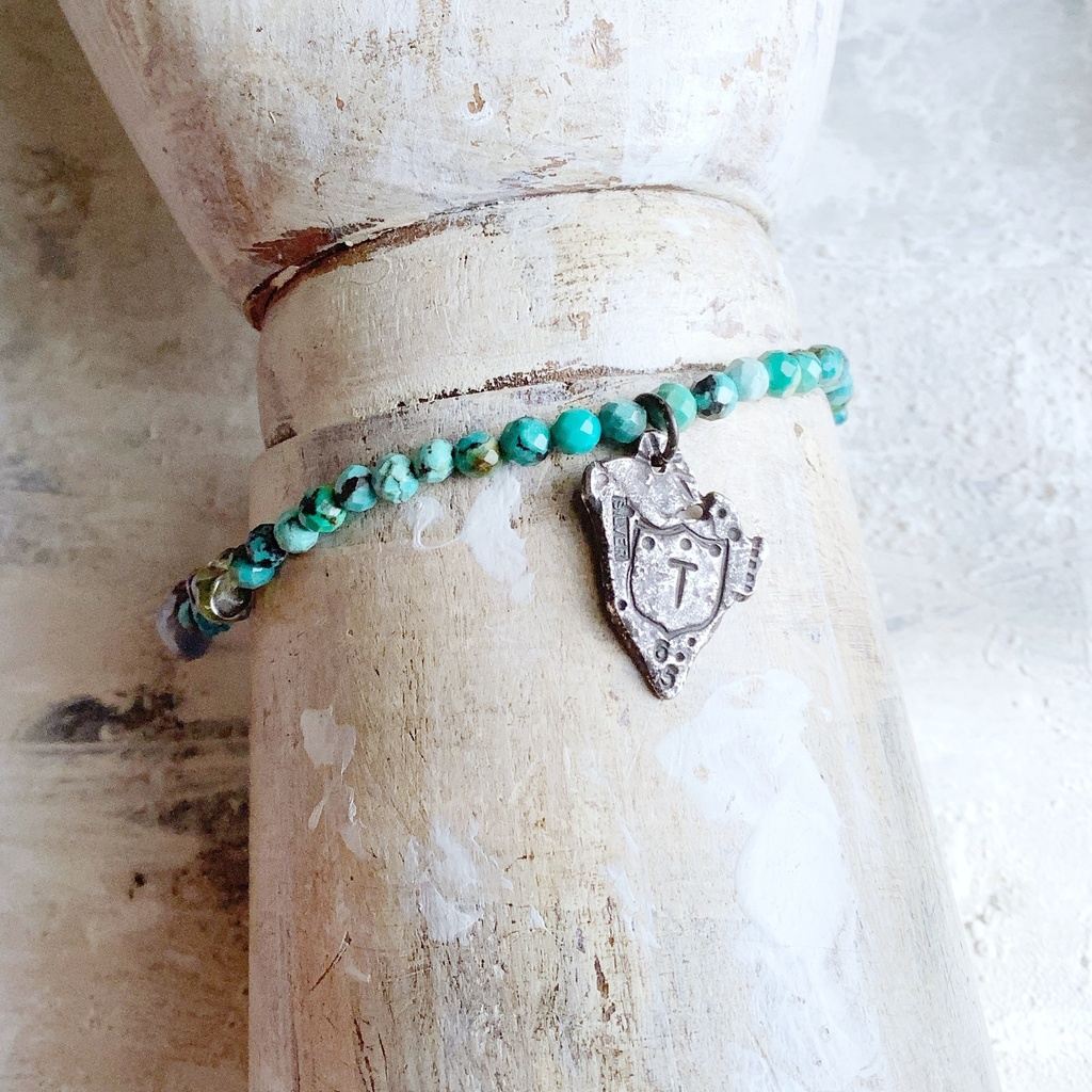 天然石青系ビーズブレス ターコイズ