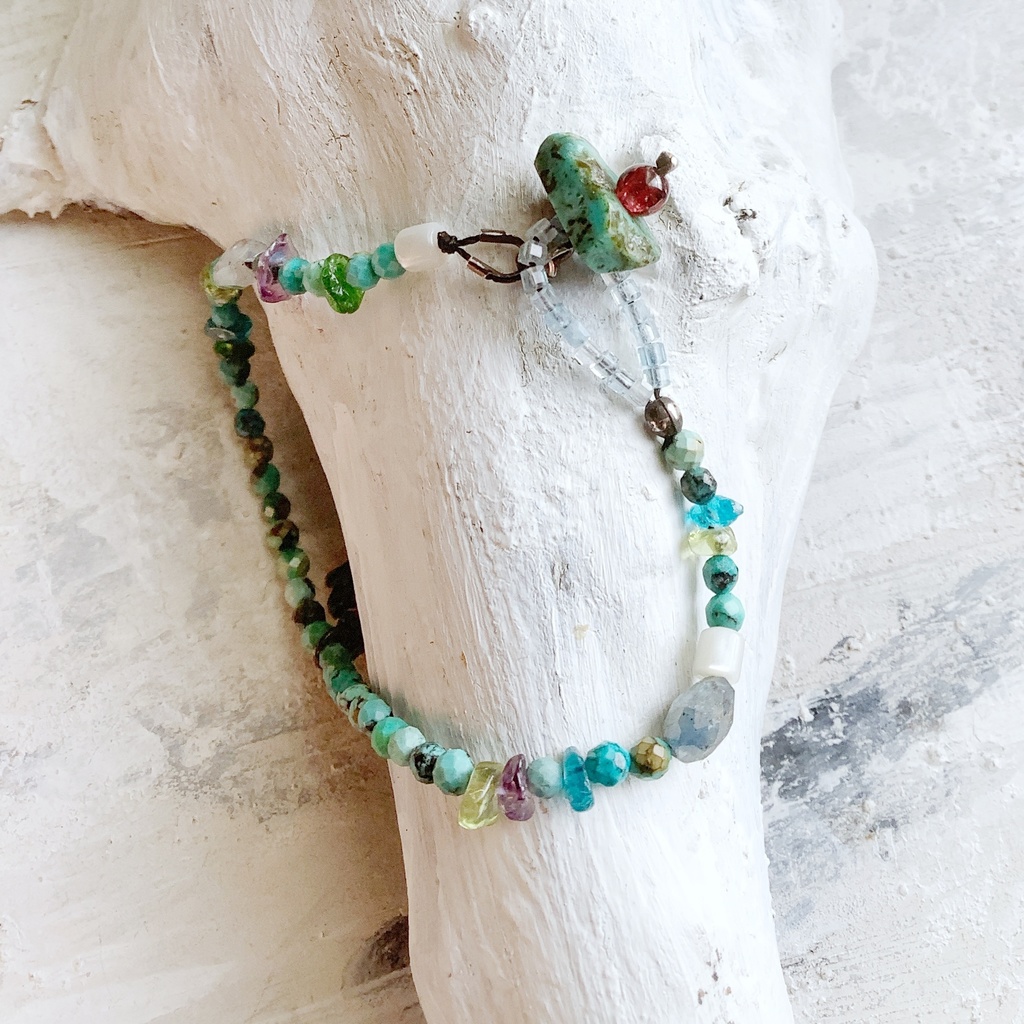 天然石青系ビーズブレス ターコイズ