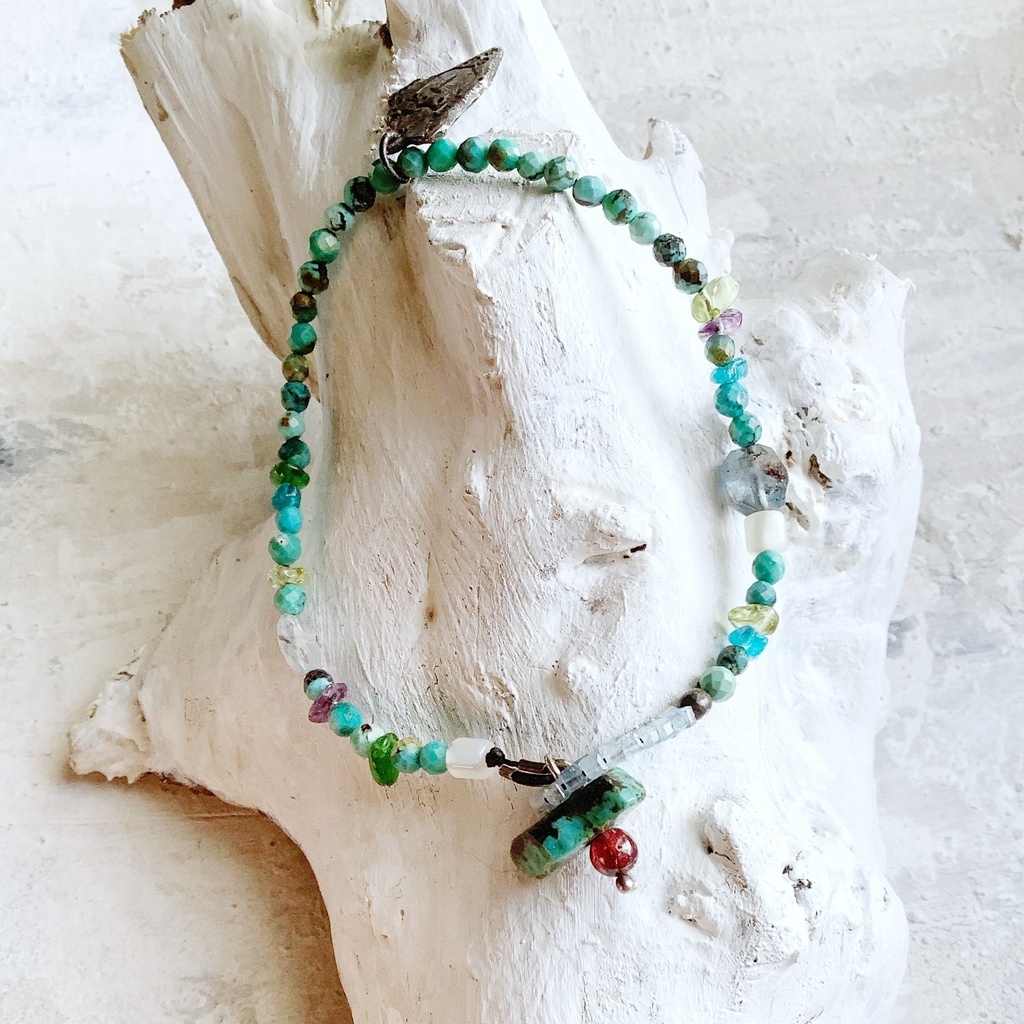 天然石青系ビーズブレス ターコイズ