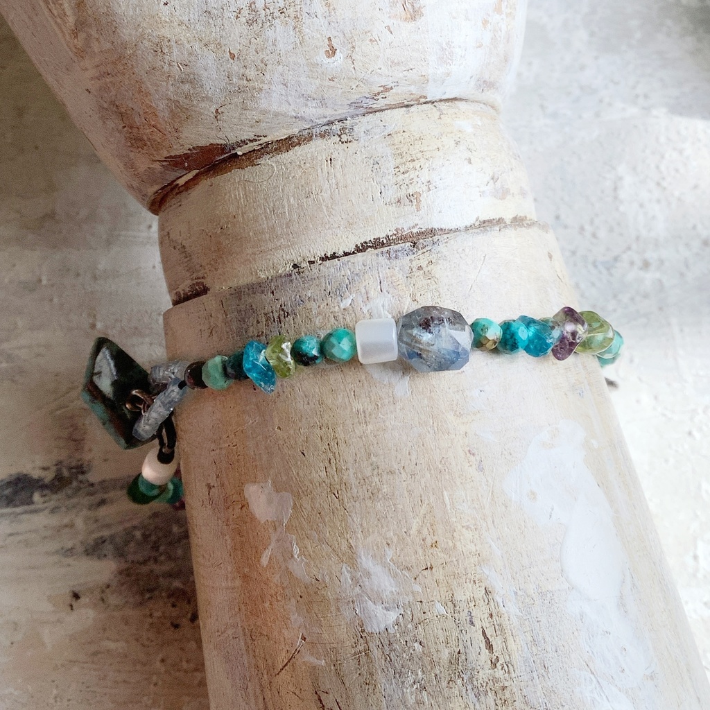 天然石青系ビーズブレス ターコイズ