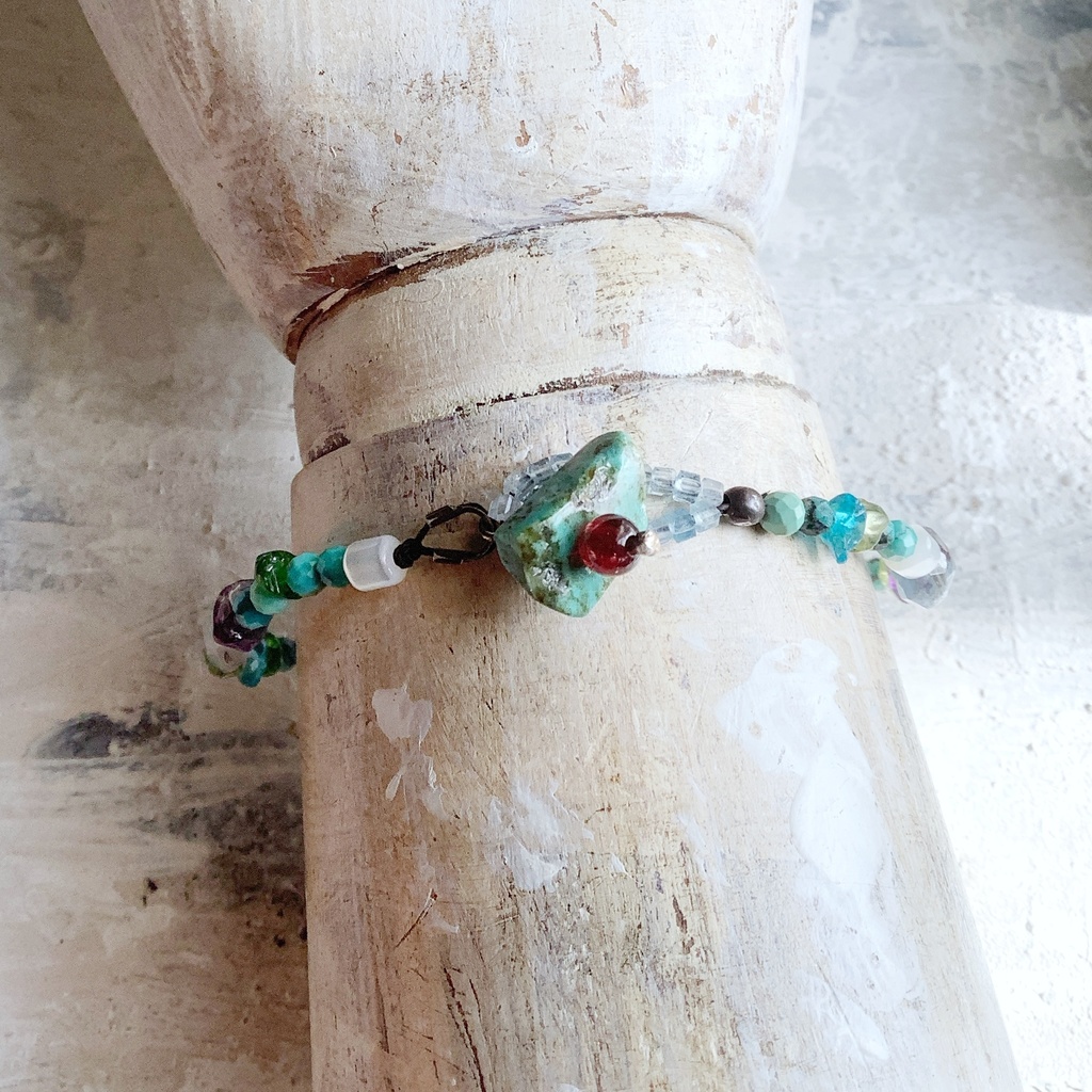 天然石青系ビーズブレス ターコイズ