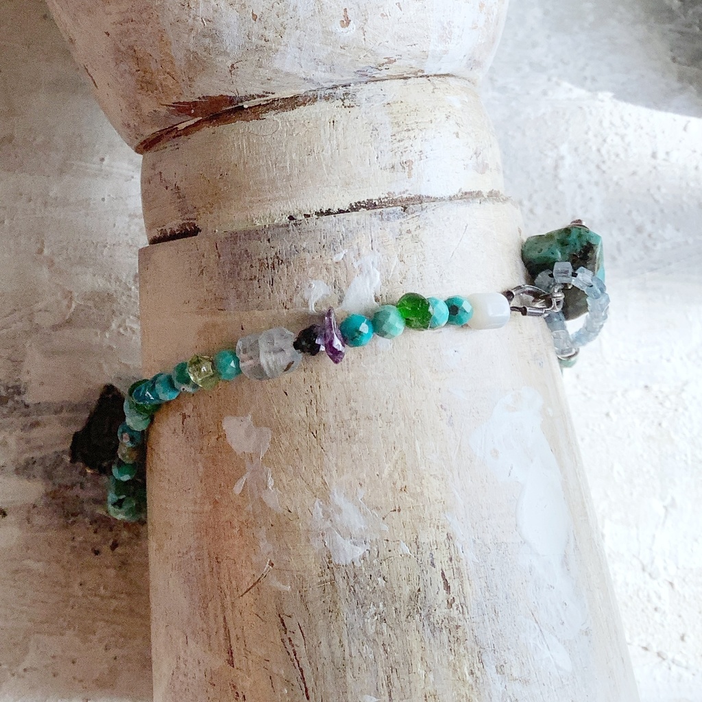 天然石青系ビーズブレス ターコイズ