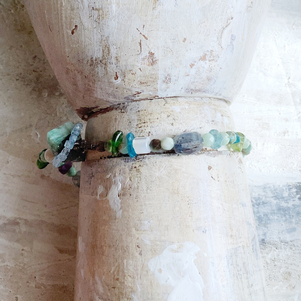 天然石ビーズブレス グリーンカルセドニー